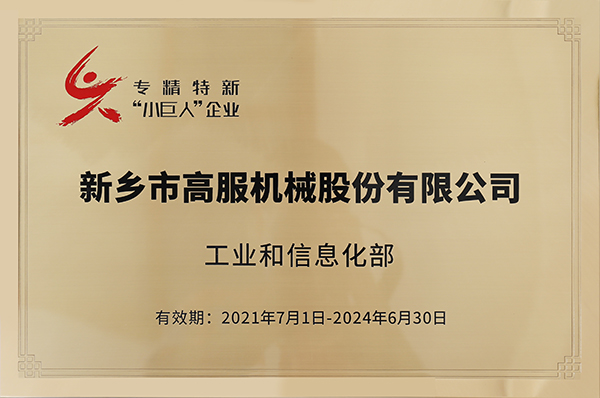 2020年，入選“國家級專精特新小巨人”企業(yè)